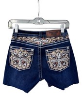 Westfield Eagle Cut Off Denim Jean Shorts Size 3 Embroidered Y2K Rhinestones