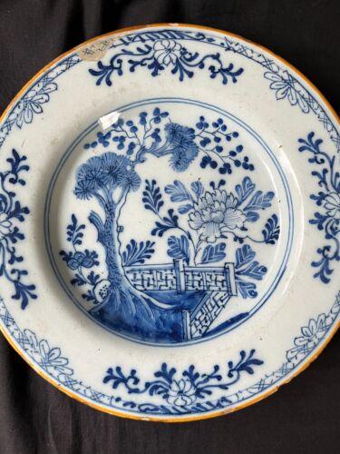 Assiette en faïence chinoise bleu et blanc Delft hollandais Bijl 18ème - Photo 2 sur 9