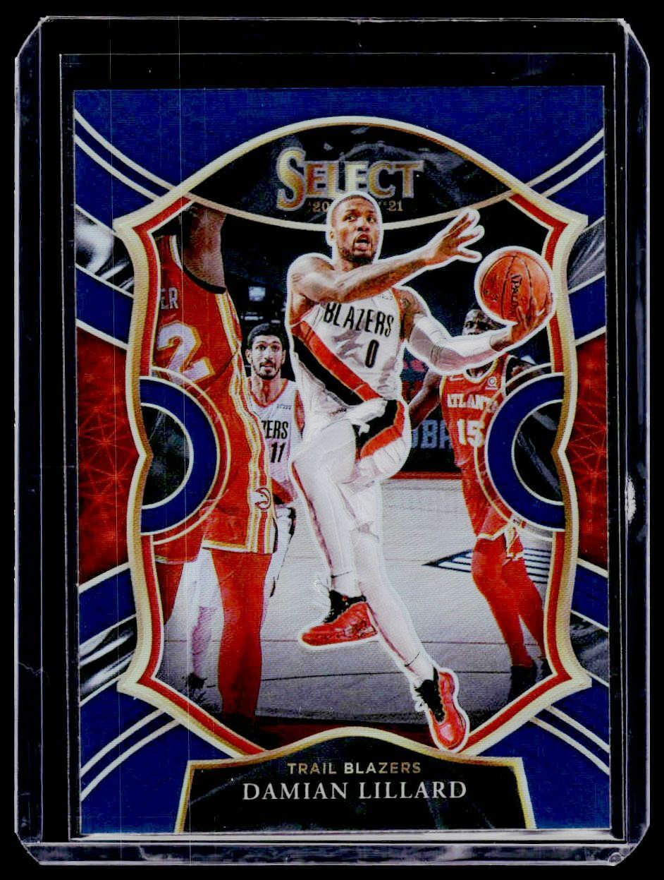 2020-21 Panini Select Damian Lillard Light Blue Prizms #24 Basketball Blazers