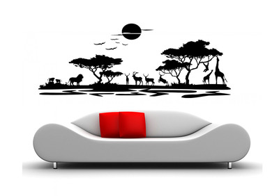 WandTattoo Afrika Tier wandaufkleber Baum 190x58 Wohnzimmer Schlafzimmer waf08
