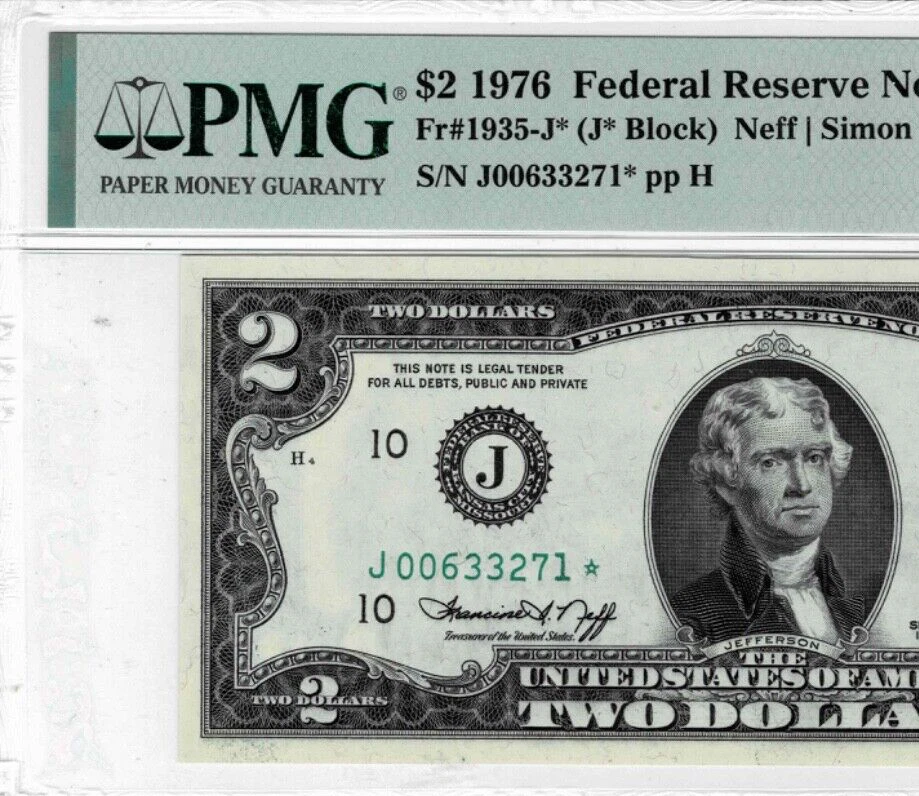 1976 $2 Federal Reserve *STAR*note-fr.1935-J*-PMG Superb GEM 67 EPQ-ONLY 3 FINER - Image 3 of 4