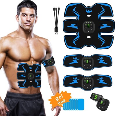 EMS Bauchmuskelstimulator ABS Trainer Toner Fitness Gürtel mit 10 Gel Pads