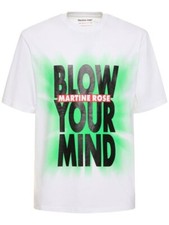 Image of Martine Rose Blow Your Mind Cotton Jersey T-Shirt Graphic Print White Sz Small