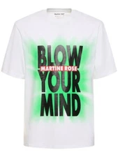 Martine Rose Blow Your Mind Cotton Jersey T-Shirt Graphic Print White Sz Small