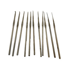 Vintage Boye Silver Metal Crochet Needles Sizes 0-2-5-6-7-8-9-10-11-12-13 Lot 11