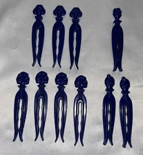10 Vtg ROGERS CLEAN GRIP Blue Clothes Pins Girl Lady Man Dog Set of 10