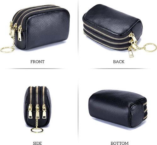 Women Leather Wallet Double Zipper Long Purse Phone Handbag Clutch with Wristlet - Picture 47 of 47