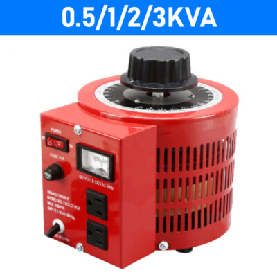 110V/220V 0.5/1/2/3KVA Variable AC Voltage Regulator Metered Variac Adjustable