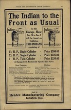 1907 PAPER AD CAR AUTO Indian Motocycle Motorcycle 1908 ARTICLE Peugeot 