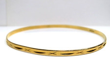 L K Beautiful Solid 18K Yellow Gold Bangle BRACELET with Design 8.5" women