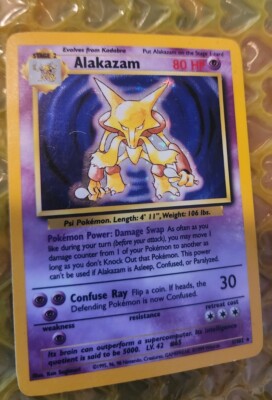 Pokémon TCG Alakazam Base Set 1/102 Holo Unlimited Holo Rare