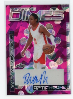 2022-23 Leaf Optichrome Dropping Dimes Pink #DD-TWJ TyTy Washington #4/4 Auto