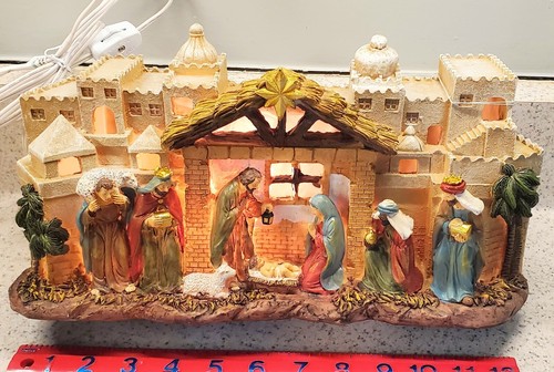 Vintage beleuchtete Bethlehem Stall Krippe Weihnachten Skulptur 13" Gerson - Bild 2 von 11