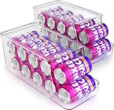Soda Can Dispenser for Refrigerator with Lids, Stackable Drink Organizer for ...