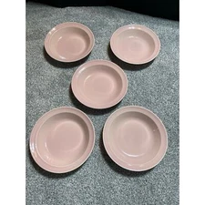 Lu-Ray Pastels Pink Rim Fruit Dessert Bowls Lot of 5 TS&T Vintage Grandmacore