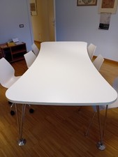 Tavolo Max - Kartell di  Laviani, laminato bianco, piedi in acciaio cromato