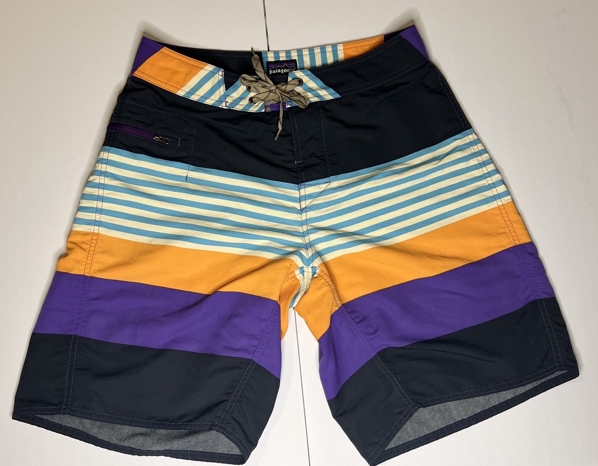 PATAGONIA Board Shorts Mens 31x9 Striped Wavefarer Purple Orange