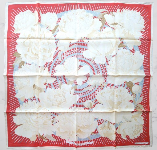HERMESカレ90 LES PIVOINES SCARF
