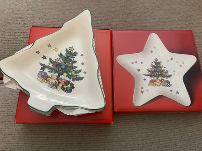 NIKKO Christmastime  Star  & Christmas tree Treat Candy Dish 6''NIB