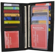 Black Men's New Leather Long Wallet Pockets ID Card Clutch Bifold Purse