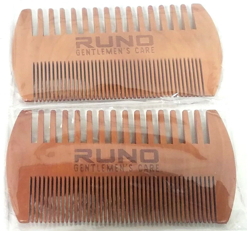 2x Double Sided Sandalwood Beard Comb Fine Teeth Wood Hair Care Antistatic Combs - Image 2 of 4
