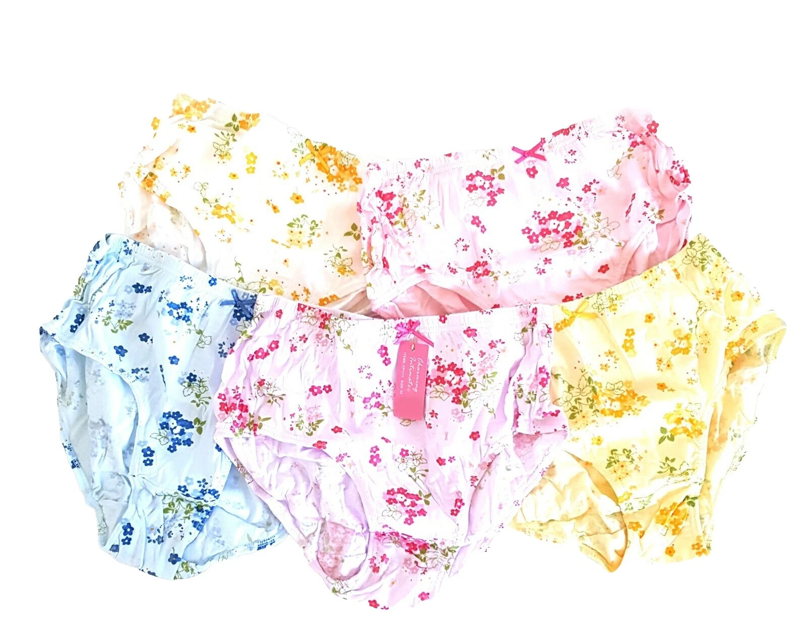 Multicolor 100% Algodón Bragas florales para Mujer