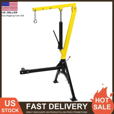 Hydraulic Pickup Truck Crane 1000 lbs 360° Swivel Hoist Lift Hitch Mounted Crane