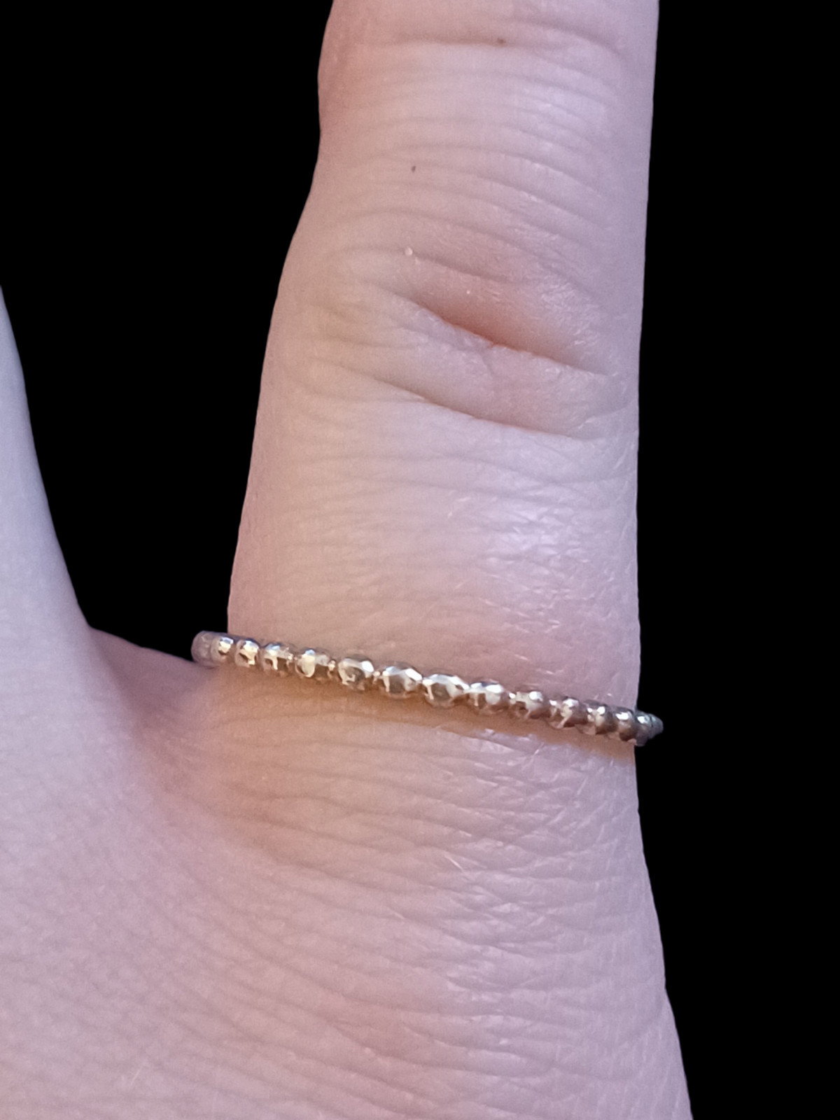 925 Sterling Silver Beaded Stackable Size 6.5 Ban… - image 1