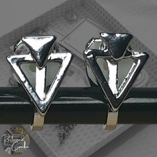Womens Silver Alloy Triangles Clip On Rubber Back Stud Casual Party Earrings