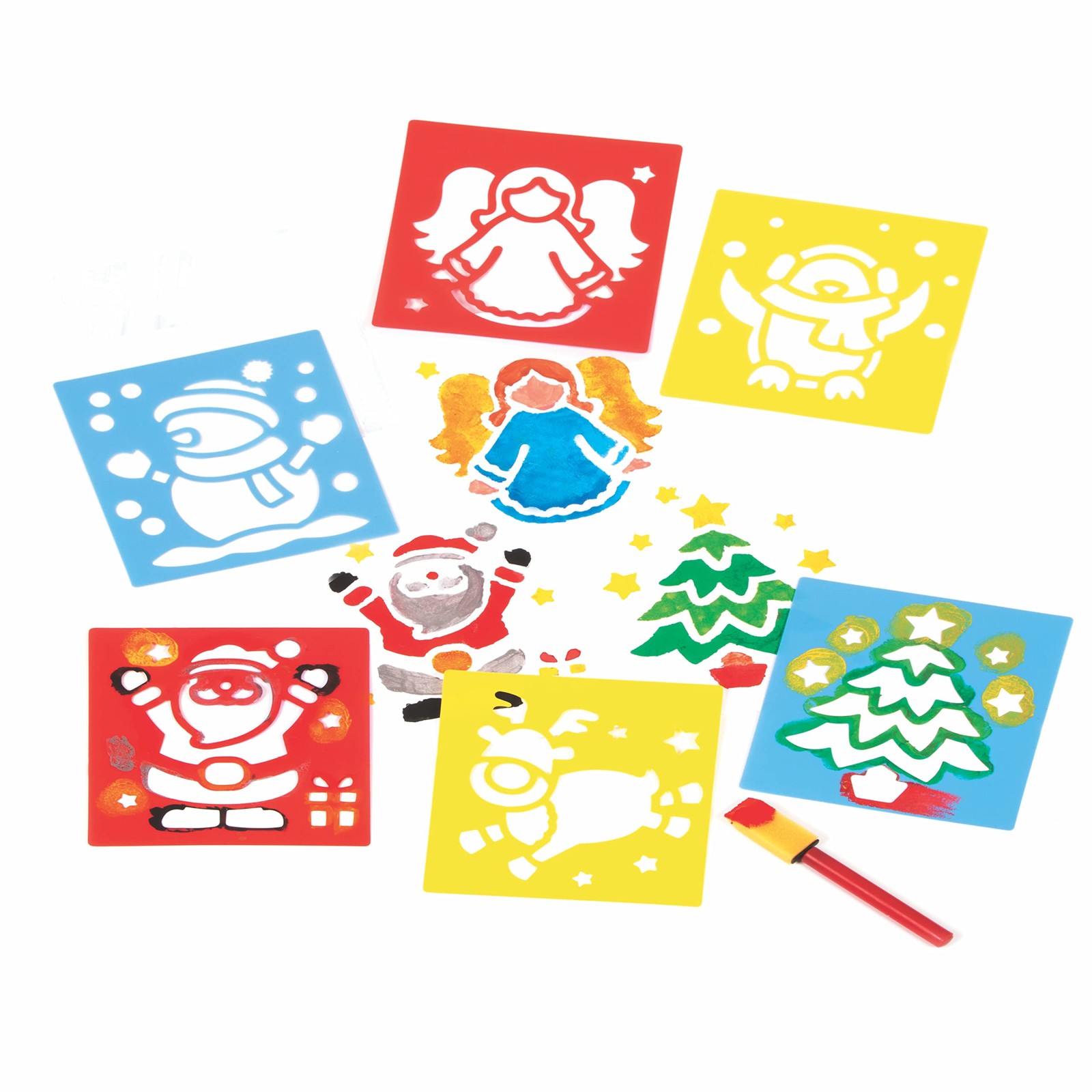 Baker Ross Christmas Stencils - Set of 6, 15cm x 14cm, Assorted