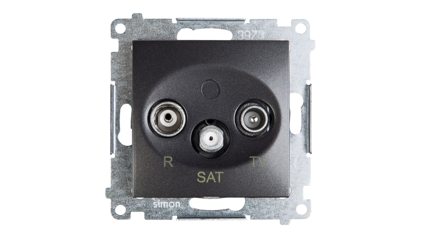 Simon 54 RD/TV/SAT Antenna Socket Locking Charcoal DASK.01/48