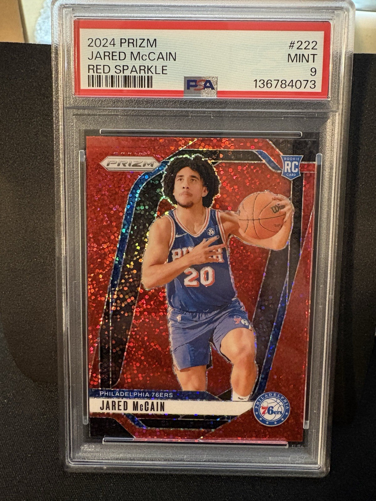 2024 PANINI PRIZM RED SPARKLE #222 JARED MCCAIN ROOKIE RC PSA 9