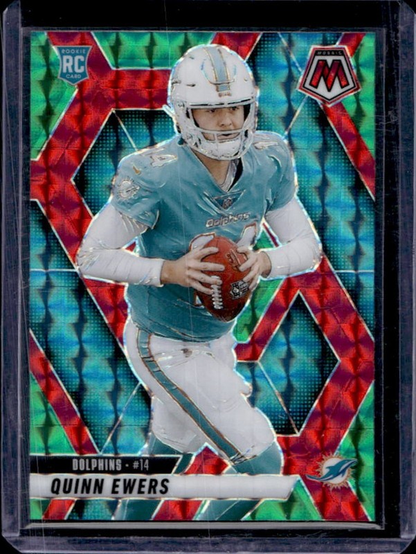 2025 Panini Mosaic Quinn Ewers Rookies RC Choice Red & Green Prizm #308 Dolphins