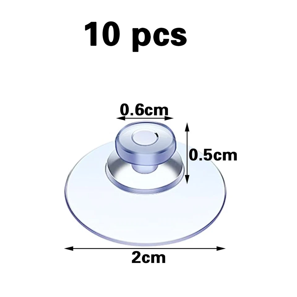 10 Pezzi Ventose Ø 2Cm,Ventose Piccole,Ventose Trasparenti,Ventosa per Vetro,Ven - Immagine 2 di 4
