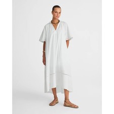 Madewell Poplin Splitneck Midi Shirtdress White Size Large NWT Minimalist Luxe