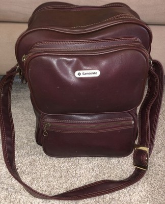 VTG Original Samsonite BURGUNDY MAROON VINYL Shoulder CAMERA Bag Tote Korea