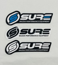 3x Sure Mazda Performance Equipment Logo Decal Sticker Mazdaspeed3 Ms3 Car Hatch