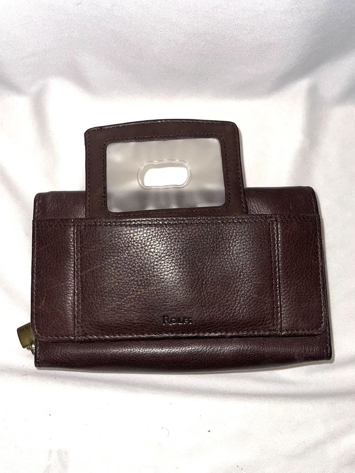 Carteira vintage estilo clutch Rolfs de couro com zíper - Imagem 2 de 4