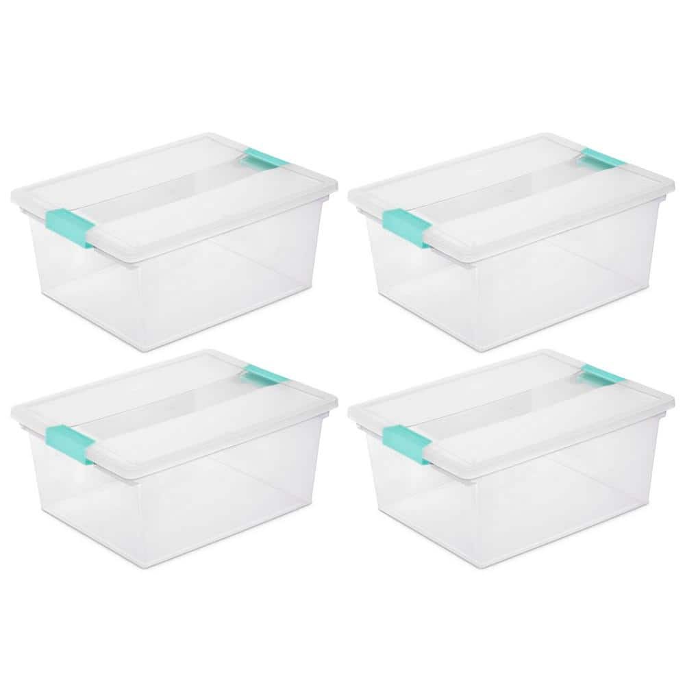 16.7 Qt Clear Storage Box 4-Pack for Home Organization