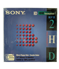 Sony MFD 2HD 3.5" Floppy Disk IBM Formatted - 10 Pack - Factory Sealed