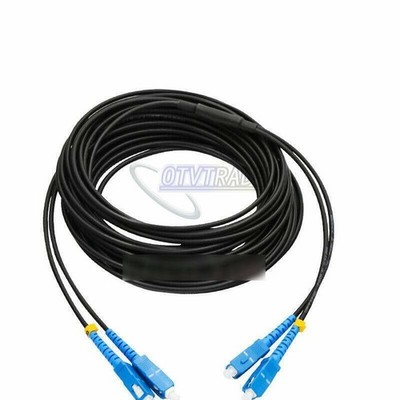Black Armored Fiber Cable SC-SC UPC SM 9/125 Duplex Fiber Optic Patch Cord 40M #