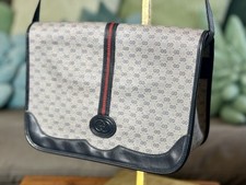 Authentic Vintage GUCCI Navy Ophidia Canvas & Leather Messenger Bag