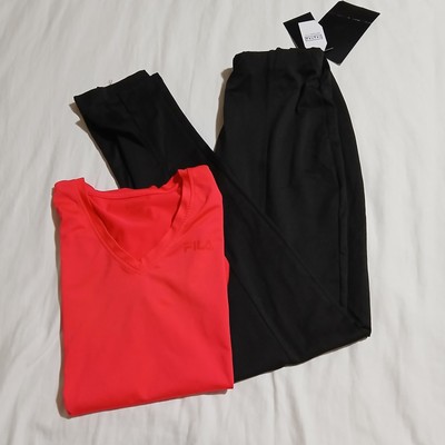 NWT Nanana dance leggings Med - Fila short-sleeved athletic top coral red M 