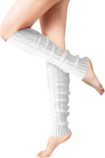 Leg Warmers for Women Winter, 1 Pair of White Leg Warmers 80s Cable Knit/Thigh H