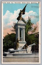 Francis Scott Key Monument Eutaw Place Baltimore MD Posted Postcard TS-285