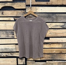 J Jill Sweater Womens Medium Brown Open Knit Tunic Pullover Dolman Sleeve Solid