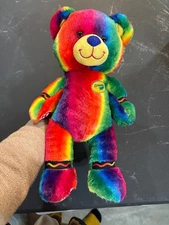 Build A Bear Workshop Crayola Rainbow Stripe 16" Plush Bear Stuffed Animal