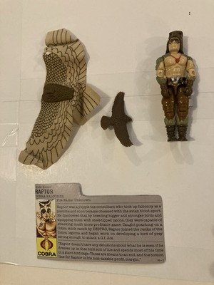 GI Joe 1987 Raptor 100% Complete W/ File Card Cobra Vintage Hasbro Action Figure