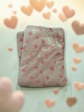 Carters Peach Pink Embossed Heart Plush Baby Blanket Satin Trim White Thick