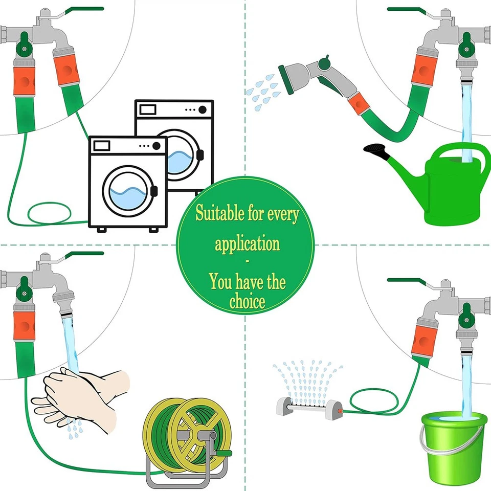 Garten Doppel Wasserhahn aus Messing Auslaufhahn Kugelhahn 1/2 3/4 zoll Anschlus - Bild 3 von 4
